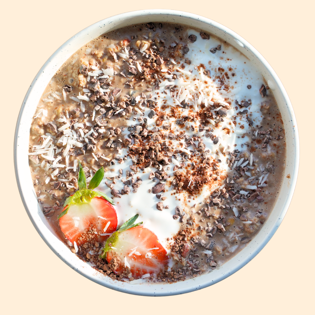 Cacao, Fig & Goji Dry Mix for Overnight Oats - dark chocolate chunks, chewy fig pieces, and vibrant goji berries