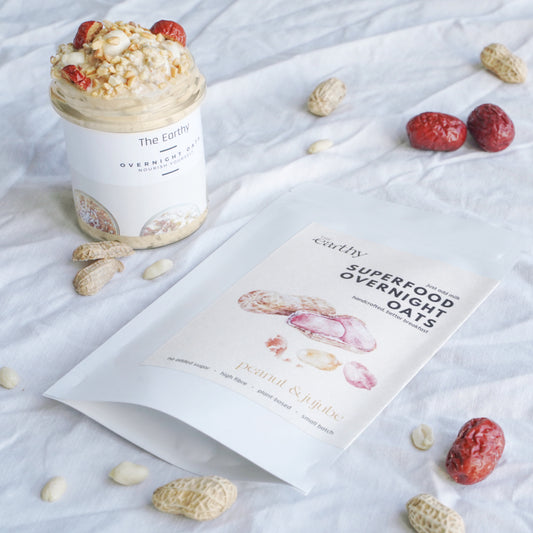 Peanut & Jujube Dry Mix for Overnight Oats - combination of crunchy peanuts and sweet, dried jujube in stand-up pouch packaging