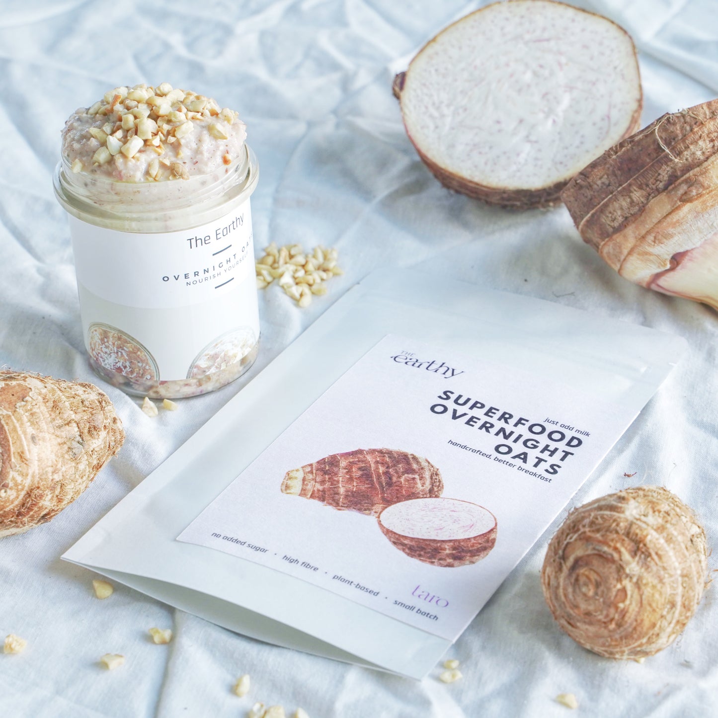 Taro Dry Mix for Overnight Oats - creamy, purple taro flavoured mix in eco-friendly, resealable pouch