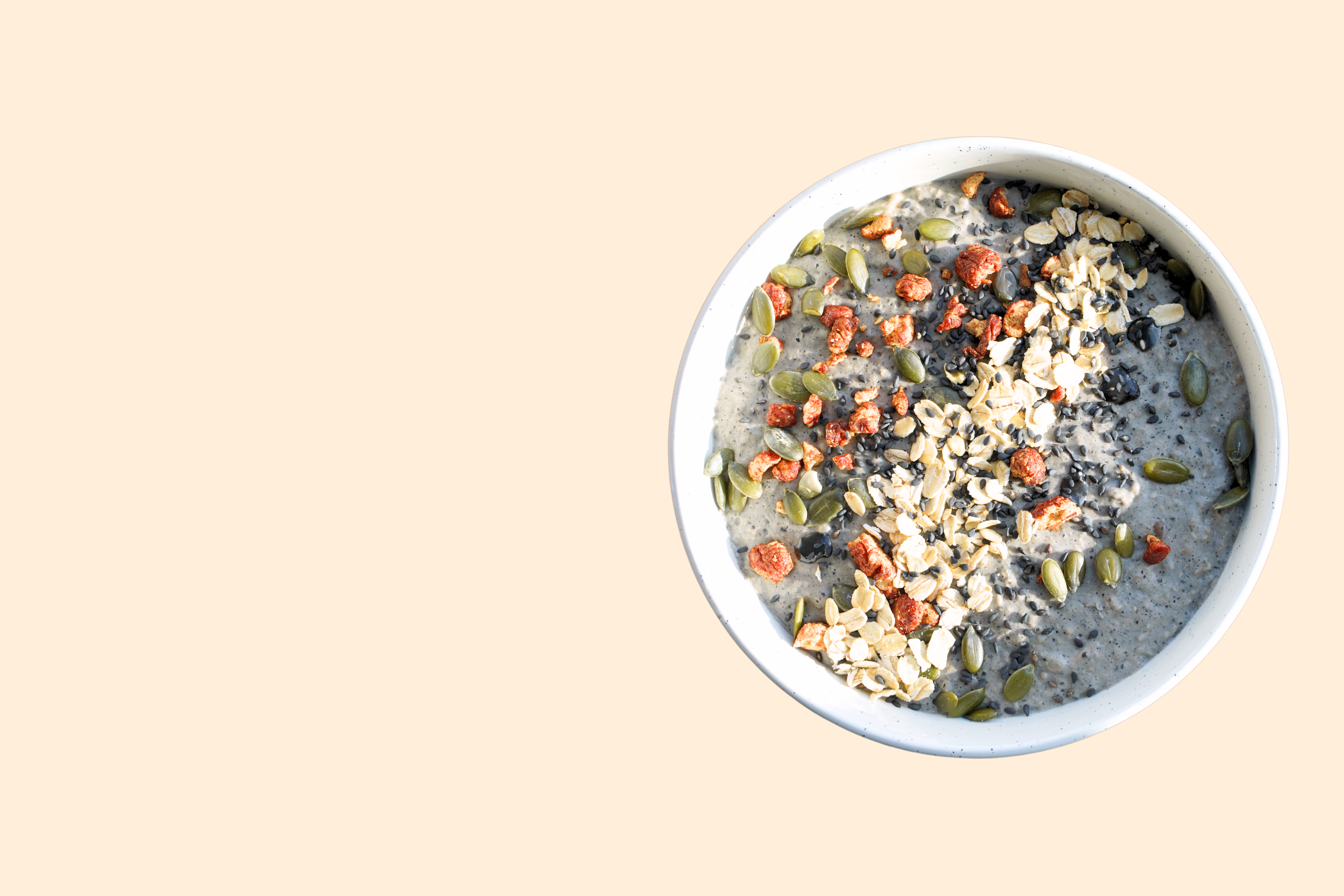 Toasted Black Sesame Superfood Overnight Oats - rich, nutty flavour with a deep, dark sesame appearance